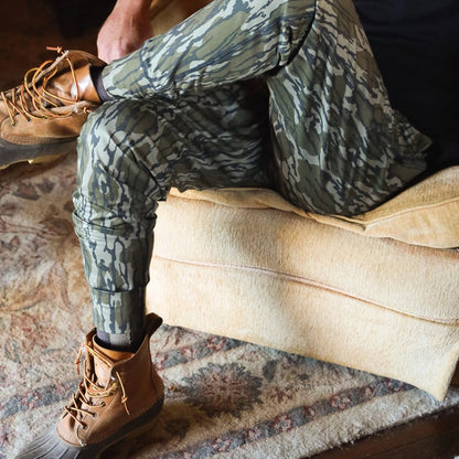 Men’s Mossy Oak Bottomland camo joggers. Butter soft fabric, 4-way stretch, and tapered leg.